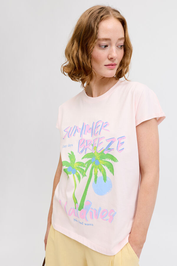 Jack & Jones Camiseta boxy print rosa