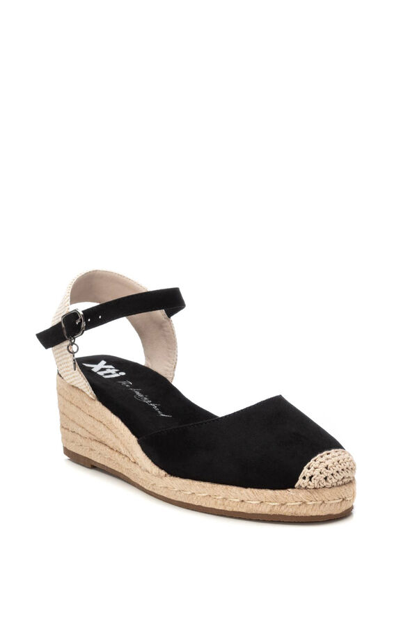 XTI Faux suede wedge espadrille black