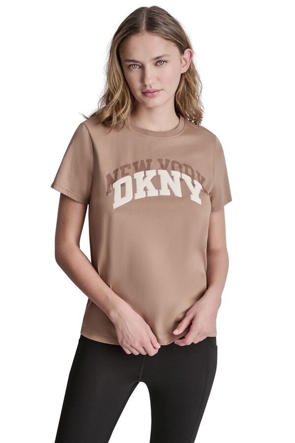 DKNY Camiseta manga corta con logo marr&oacute;n