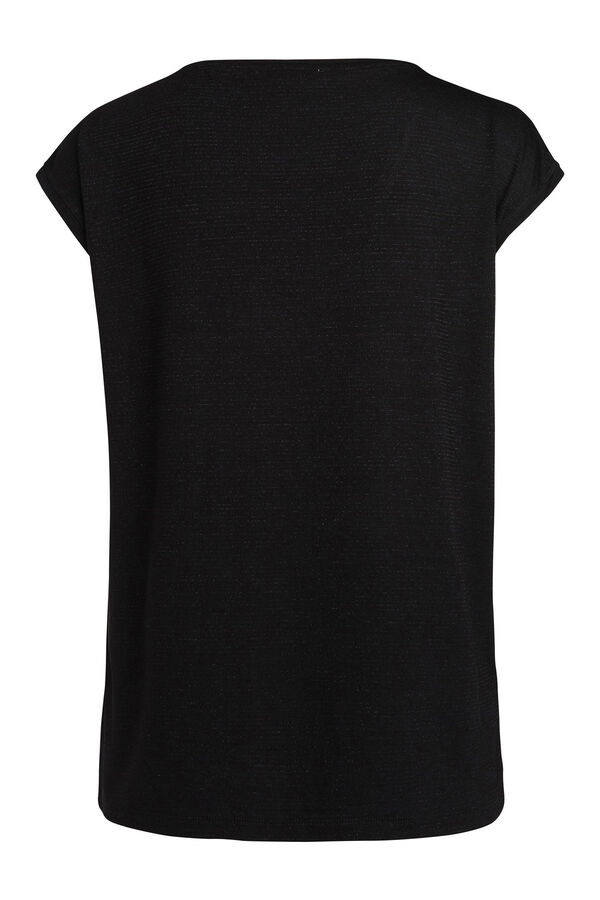 Springfield Basic-Shirt aus Lurex mit kurzen Ärmeln schwarz
