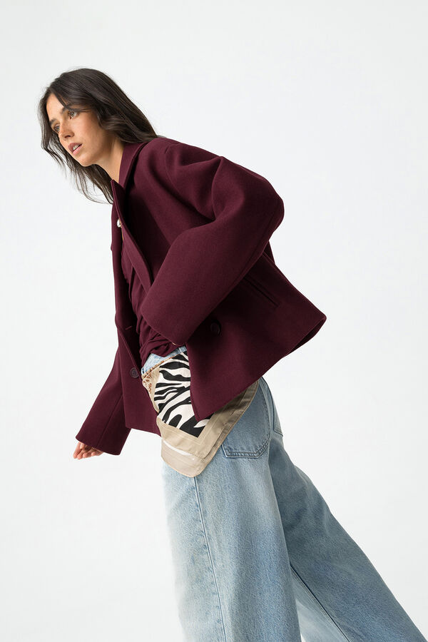 Tiffosi Relaxed Coat with Double Cross Bordo