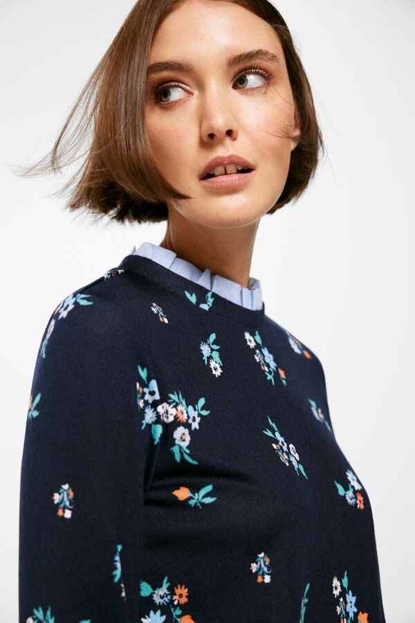 Springfield Floral T-shirt with Matching Collar blue