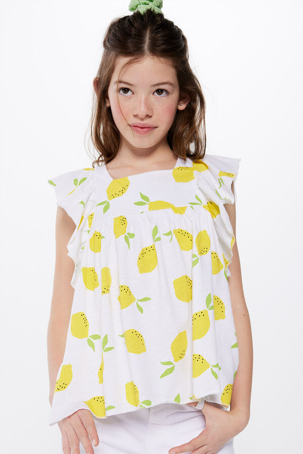 Springfield Camiseta limones niña kaki oscuro