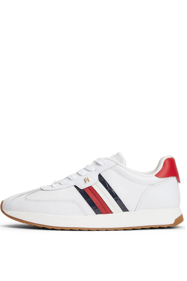 Tommy Jeans Leather striped runner sneaker white