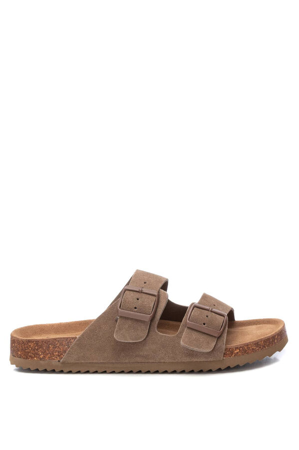 XTI Split leather buckle sandal nude