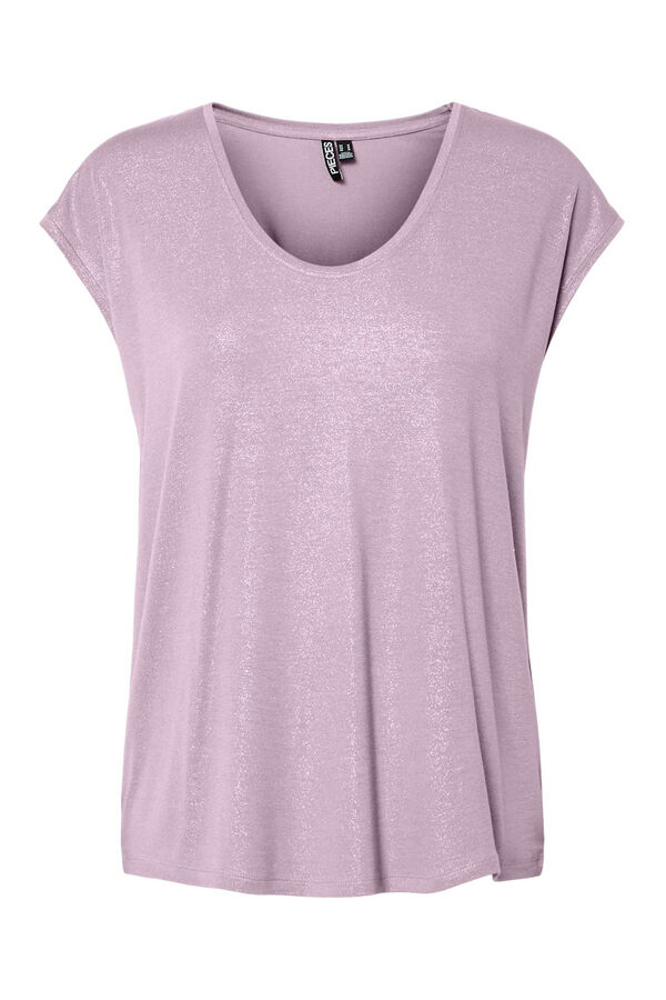 Pieces Lurex T-shirt neckline pink