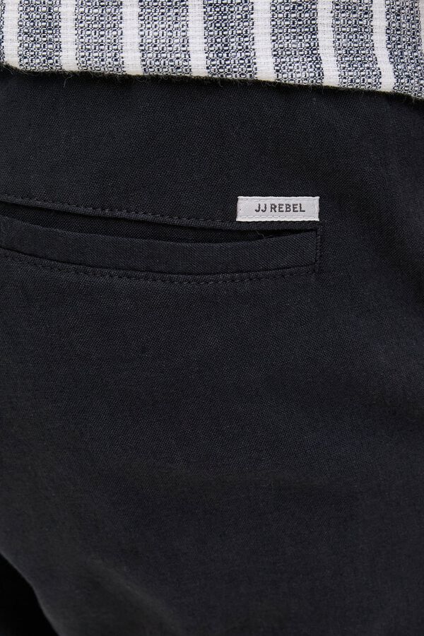 JJ REBEL Linen regular fit jogger trousers black