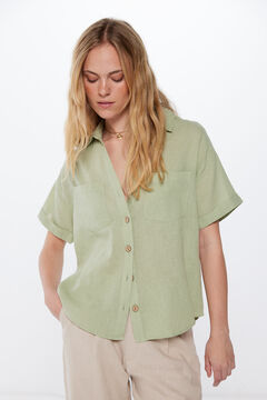 Springfield Košulja od pamuka i lana sa džepovima zelena