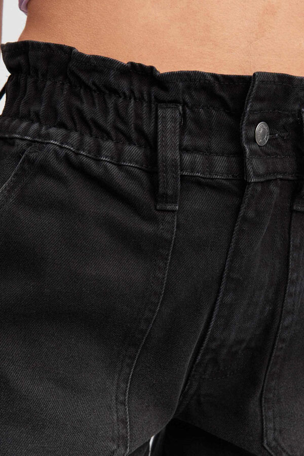 Springfield Denim elasticated waist baggy shorts black
