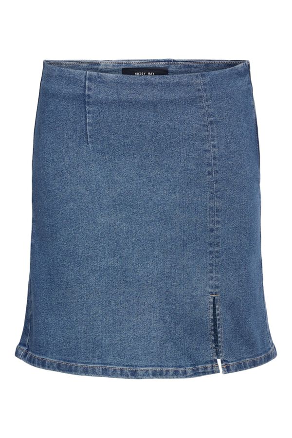 Noisy May Denim short skirt with side slit blue