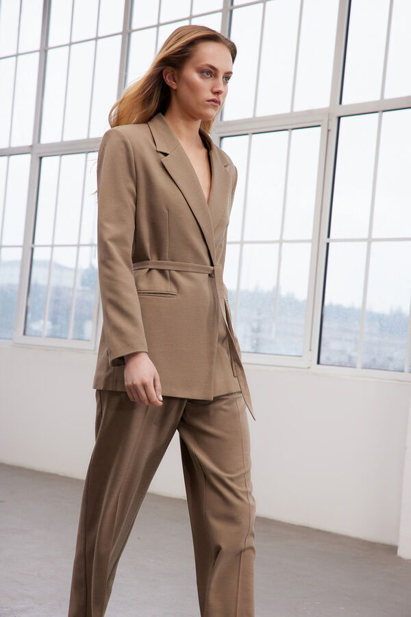Trendyol Tie-waist oversized blazer grey