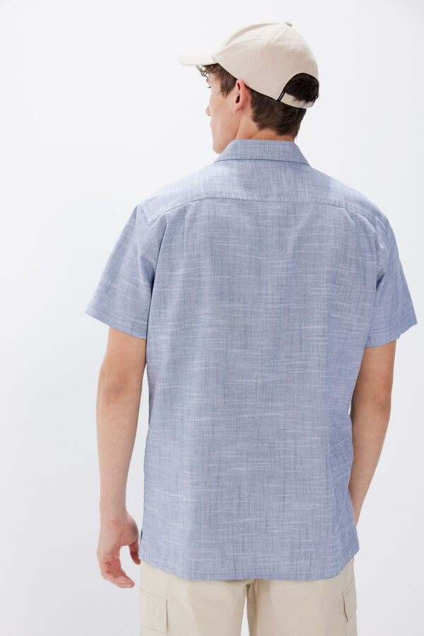 Springfield Short-sleeved two-tone shirt blue