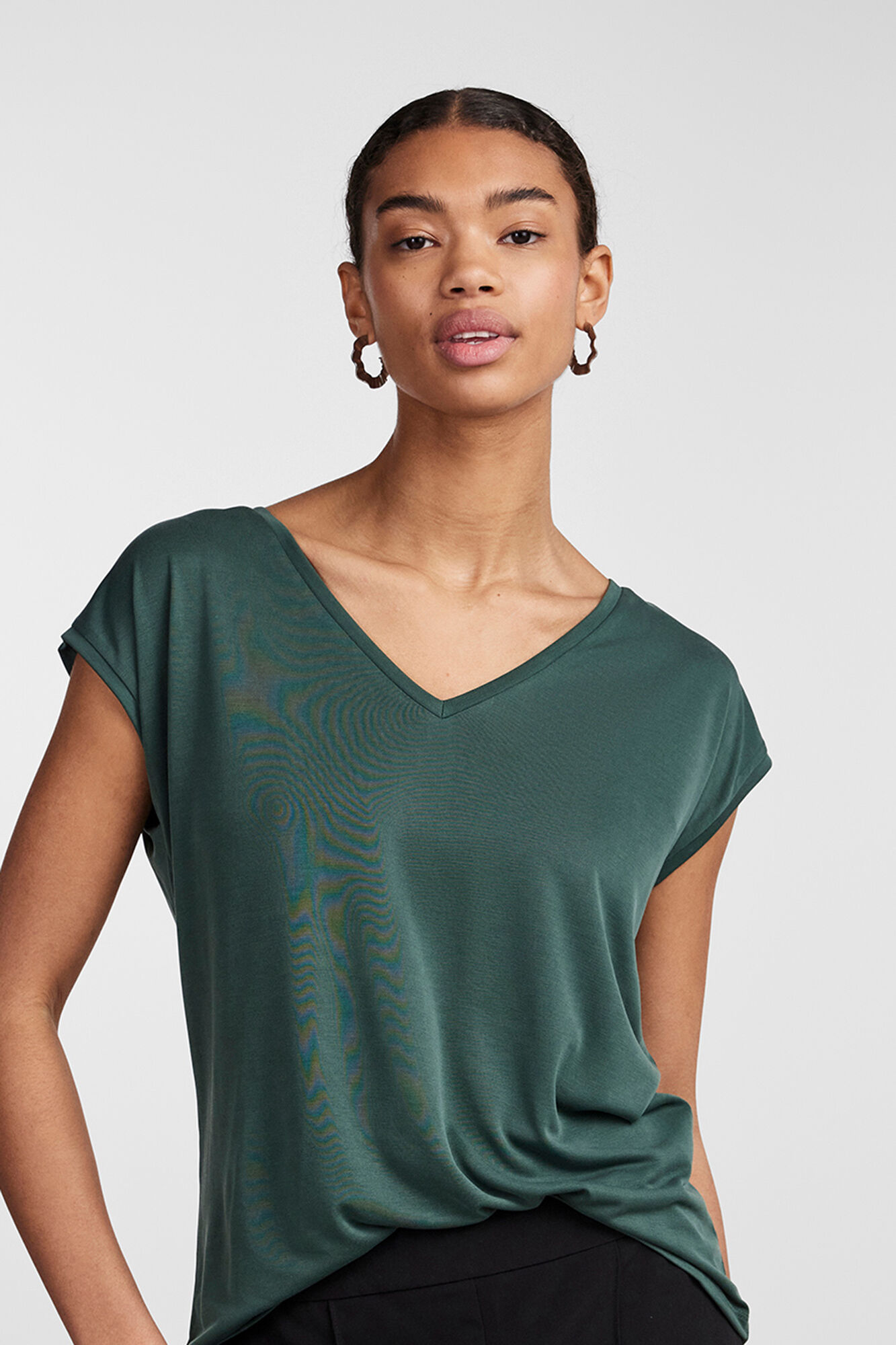 Pieces Cooles T-Shirt mit V-Ausschnitt