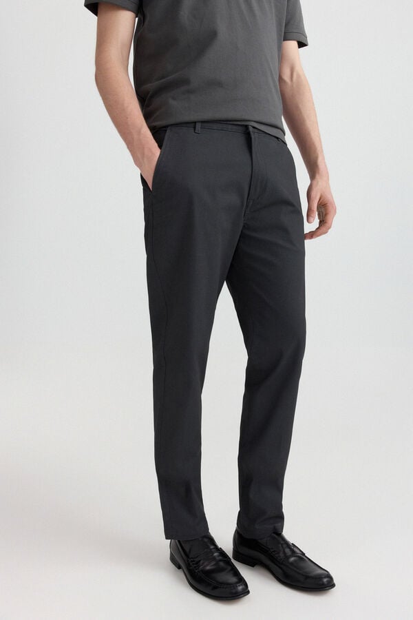 Springfield Micro-print slim fit chinos grey