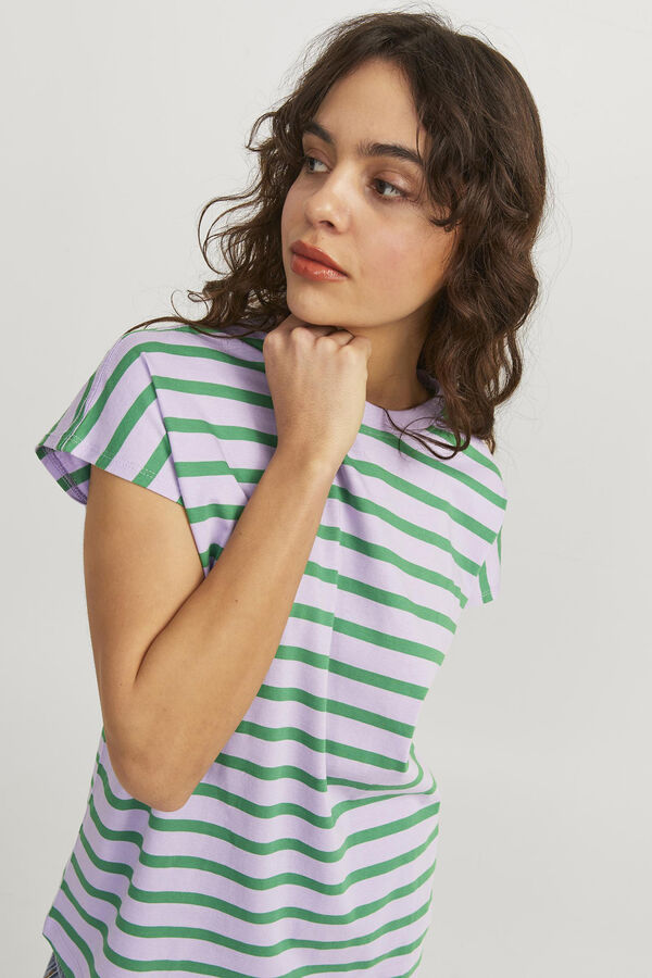Springfield Short-sleeved striped t-shirt ljubičasta