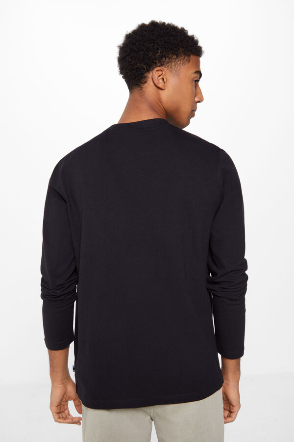 Springfield Long-sleeved piqué T-shirt with pocket black