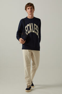 Springfield Cotton sweatshirt with round neck and Reckless patch. blue