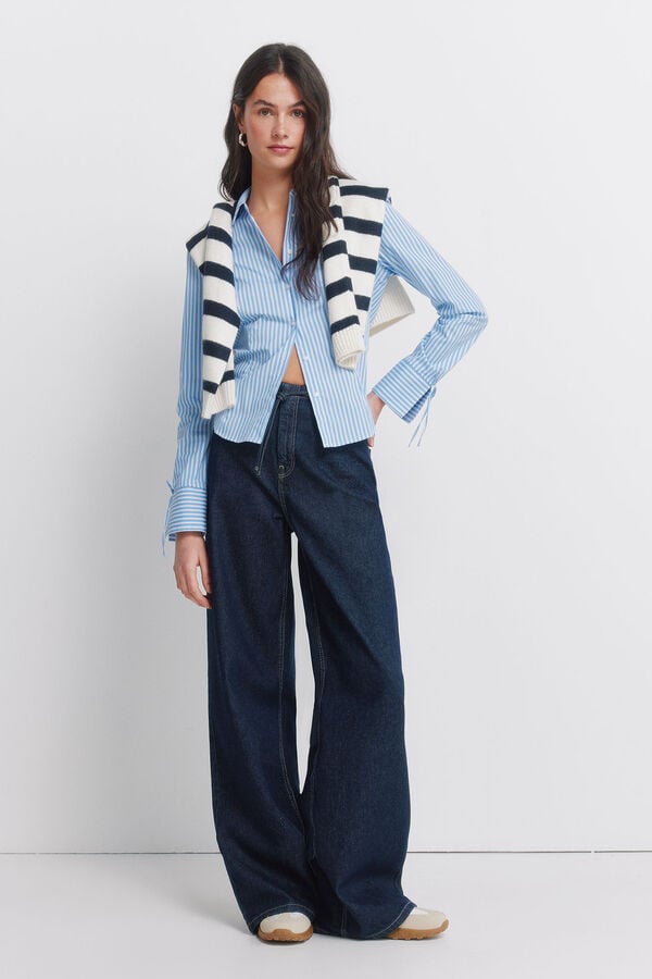 Springfield Fitted cotton shirt blue