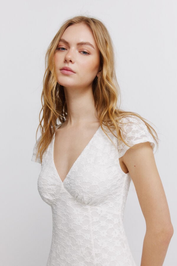 Springfield Lace V-neck dress printed