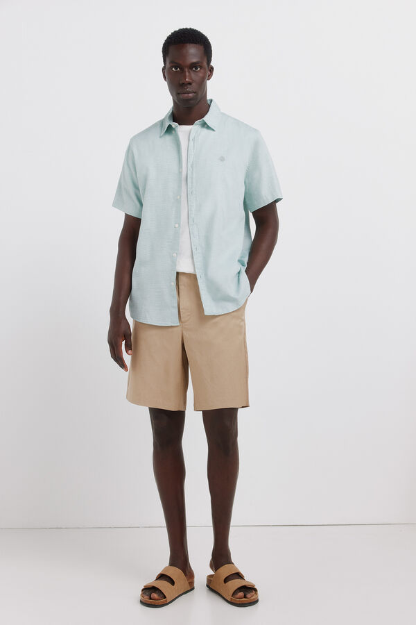 Springfield Two-tone structured short sleeve shirt green