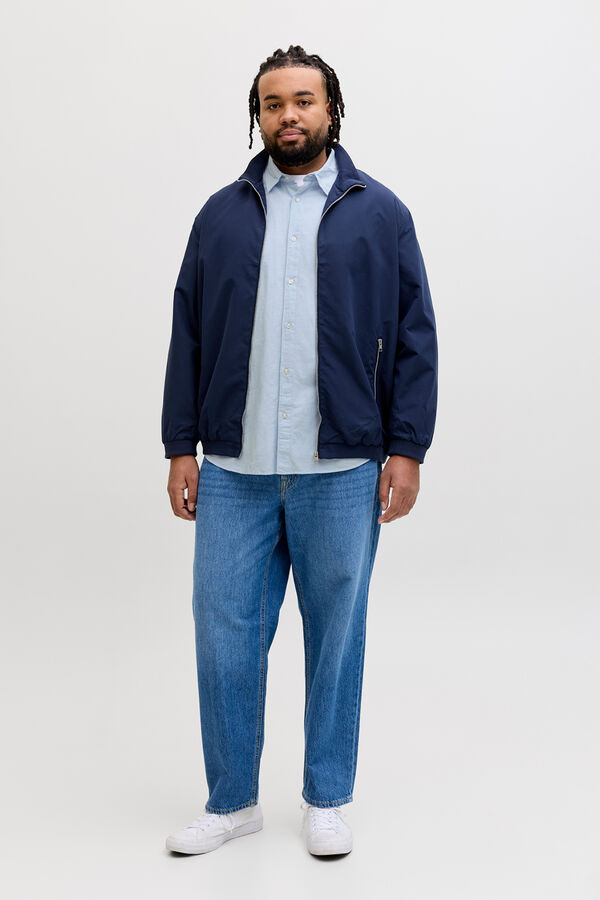 Jack & Jones PLUS Camisa lino manga larga azul