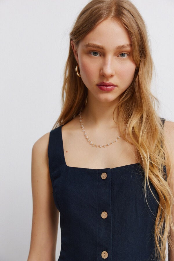 Springfield Square neck midi dress blue