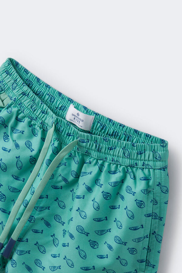 Springfield Boys' fish print swim shorts green