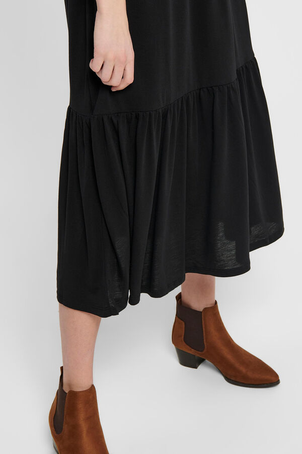 Springfield Short-sleeved midi dress crna