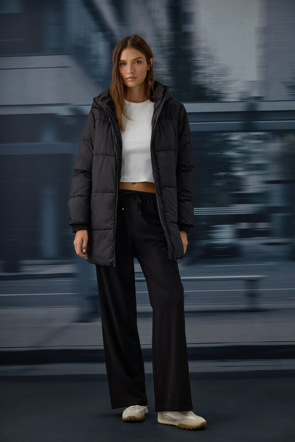 Springfield Veste mi-longue matelass&eacute;e r&eacute;sistante &agrave; l'eau noir