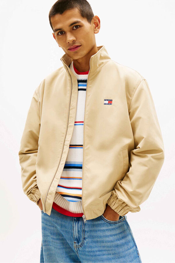 Tommy Jeans Cazadora Harrington cremallera beige