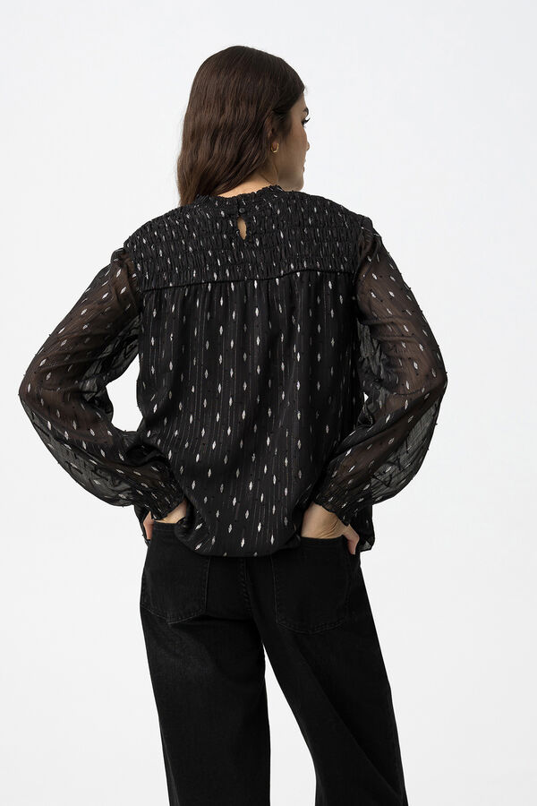 Tiffosi Blusa Semitransparente Drapead negro