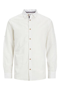 Springfield Camisa lisa Plus con lino blanco