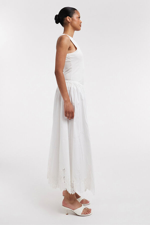 Topshop Falda midi bordado ingl&eacute;s blanco