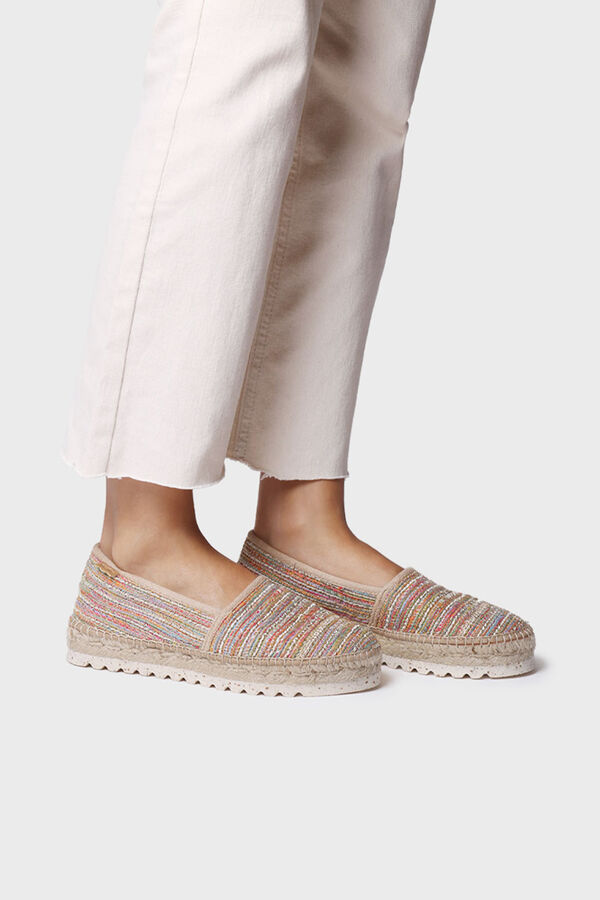 Toni Pons Alpargata plana en rafia multicolor blanco