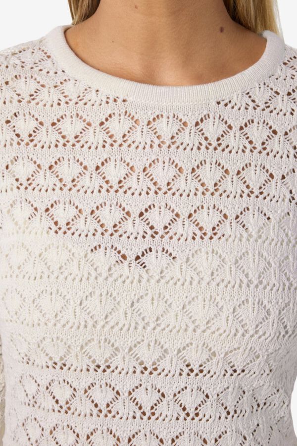 Noisy May Pointelle knit long sleeve dress grey