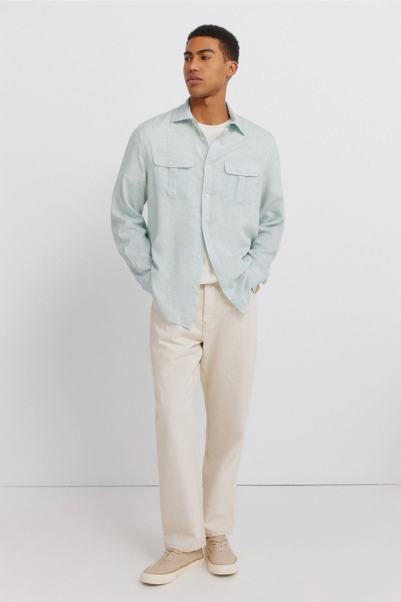 Springfield Linen viscose pockets T-shirt