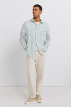 Springfield Camisa em linho e viscose com bolsos