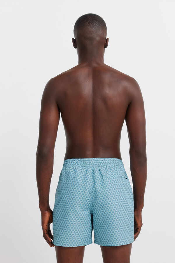 Springfield Printed mosaic zip pocket swimwear blue