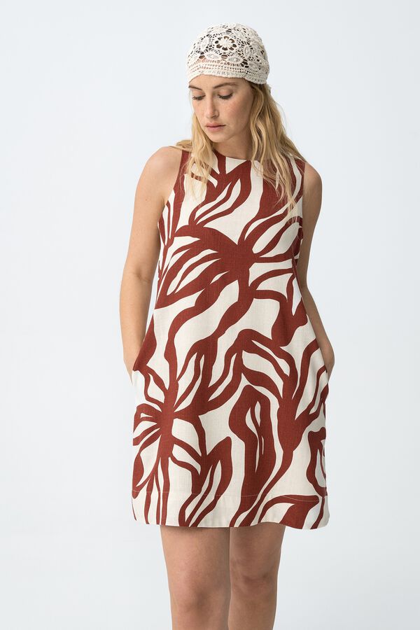 Tiffosi vestido reto mangas cru