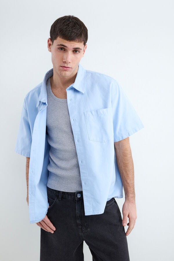 Balmohk Camisa manga corta lisa azul