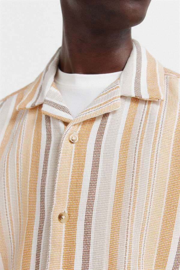 Springfield Camisa de manga curta r&uacute;stica &agrave;s riscas estampado