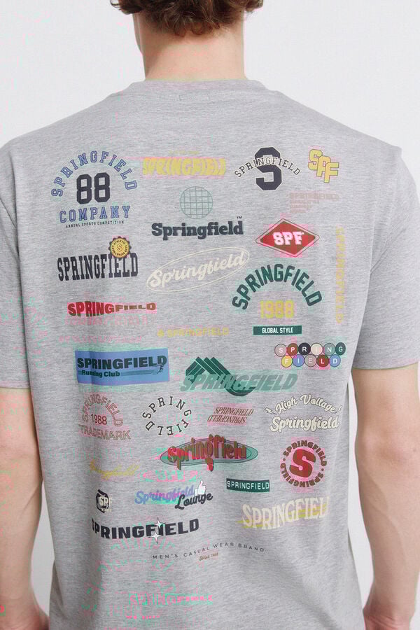 Springfield Marl logo T-shirt grey