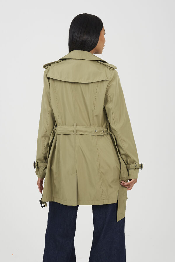 Brave Soul Gabardina con cintur&oacute;n y botones kaki