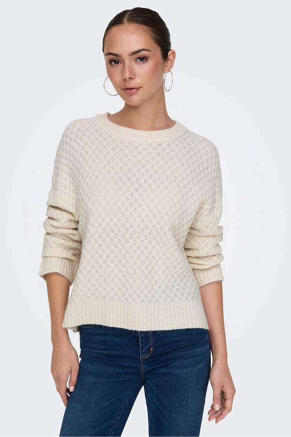 JDY Jersey cuello redondo blanco