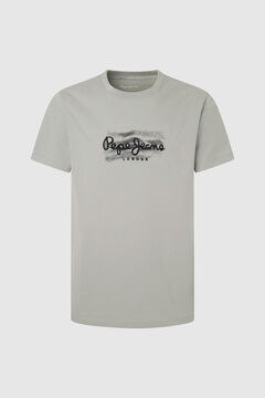 Springfield Slim fit logo print T-shirt gris