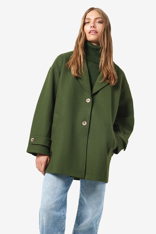 Noisy May Short coat with lapels green