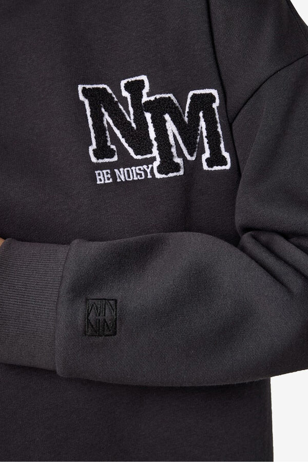 Noisy May Sweatshirt b&aacute;sico com bordado lateral cinzento