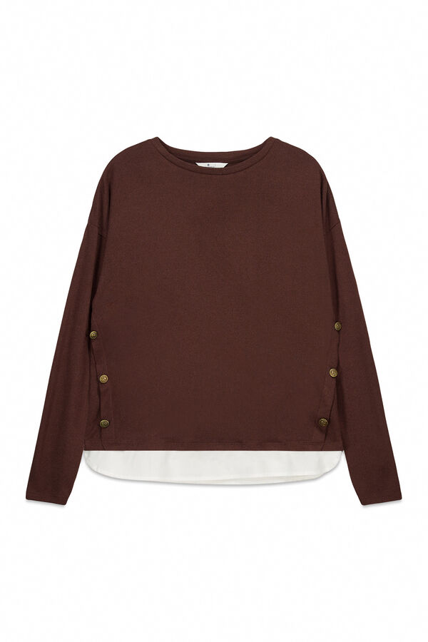 Springfield T-shirt combin&eacute;e avec boutons lat&eacute;raux nude