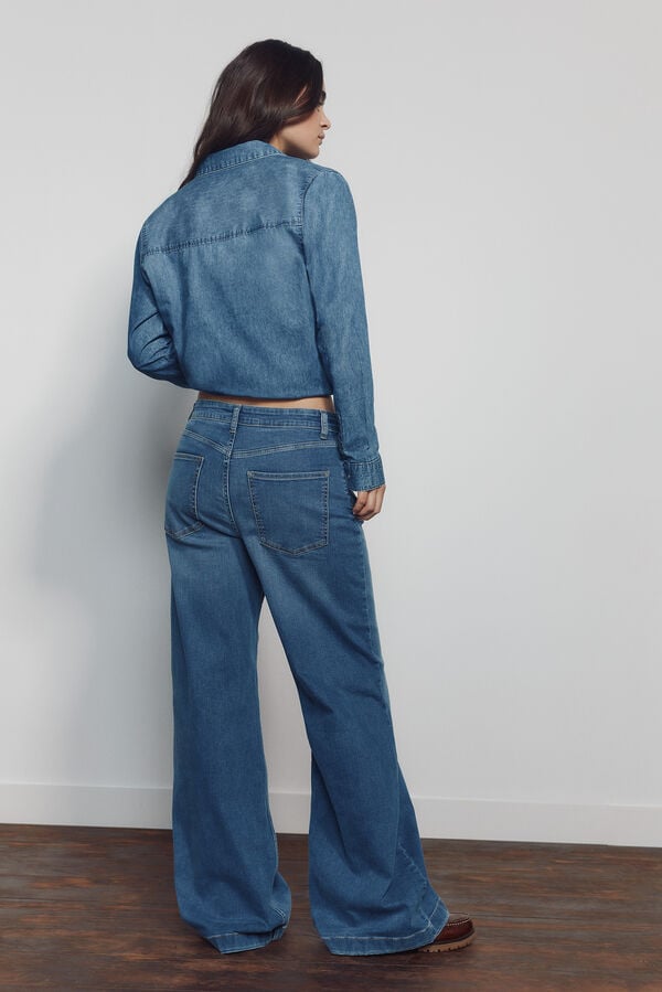 Springfield Wide high-rise jeans blue