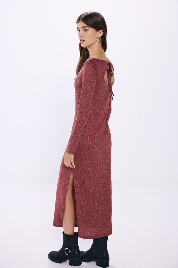 Springfield midi dress with back neckline deep red